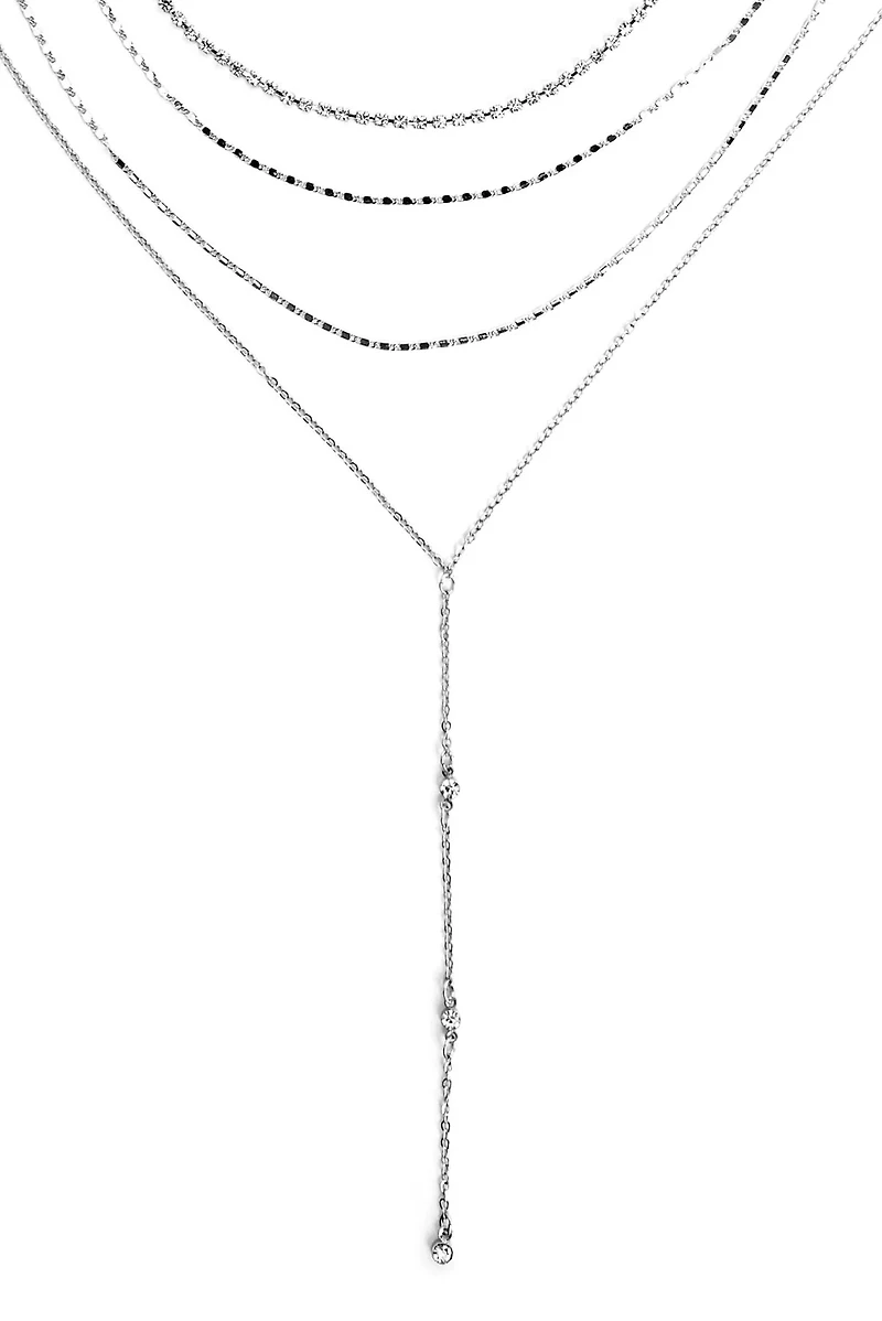Rhinestone & Chain Lariat Set