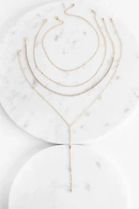 Rhinestone & Chain Lariat Set