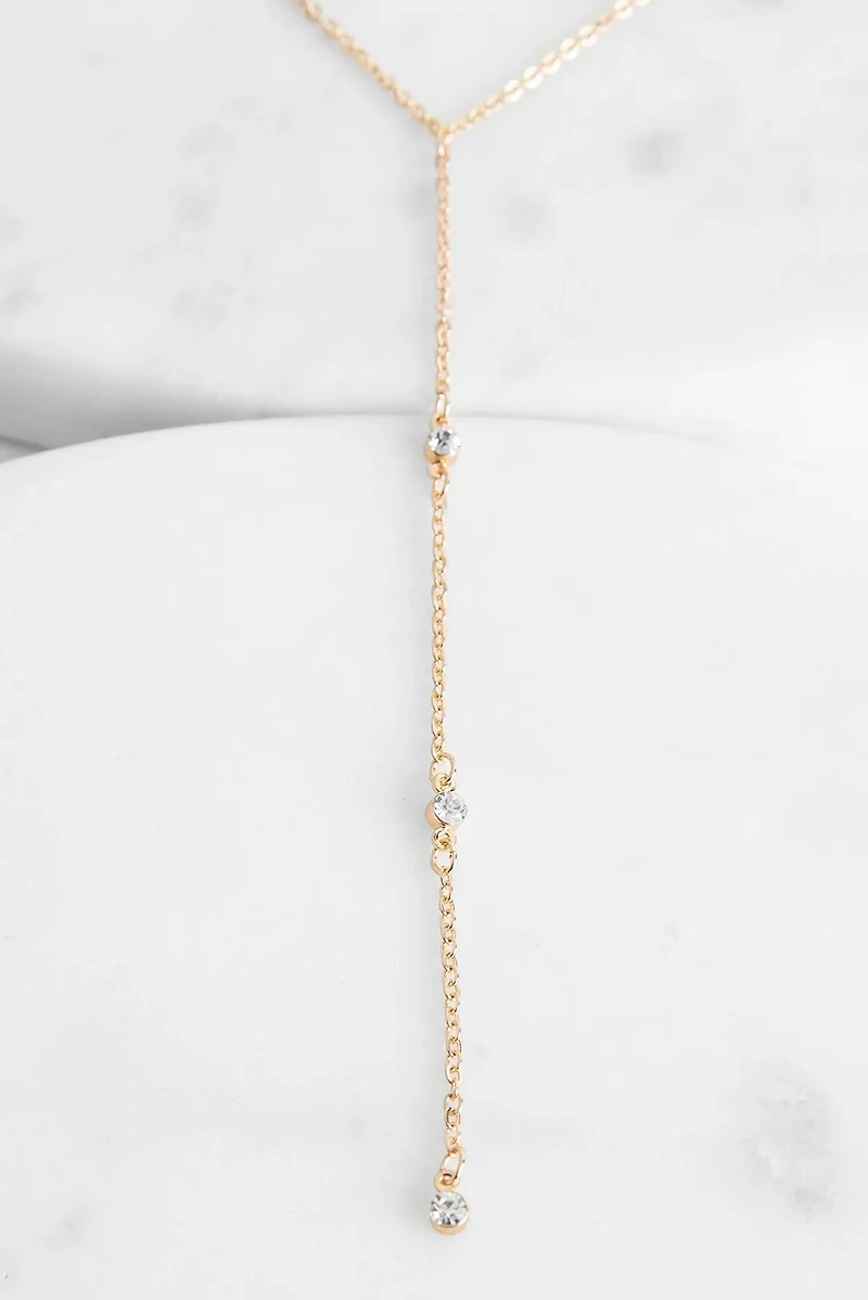 Rhinestone & Chain Lariat Set
