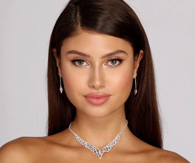 Elegant Tear Drop Rhinestone Set