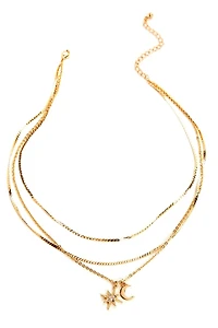 3 Row Layered Charm Necklace