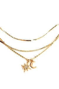 3 Row Layered Charm Necklace