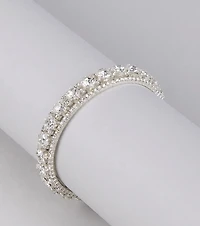Stacked in Sparkle Rhinestone Memory Wire Bracelet