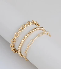 Stacked Intentions Chain And Bead Bracelet Set