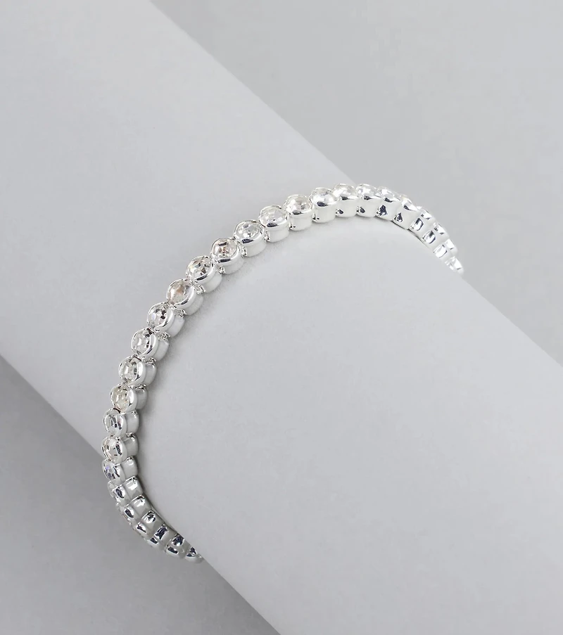 Pretty Shine Rhinestone Memory Wire Bracelet