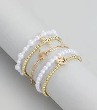 Playful Charm Heart Cross Five-Pack Bracelet Set