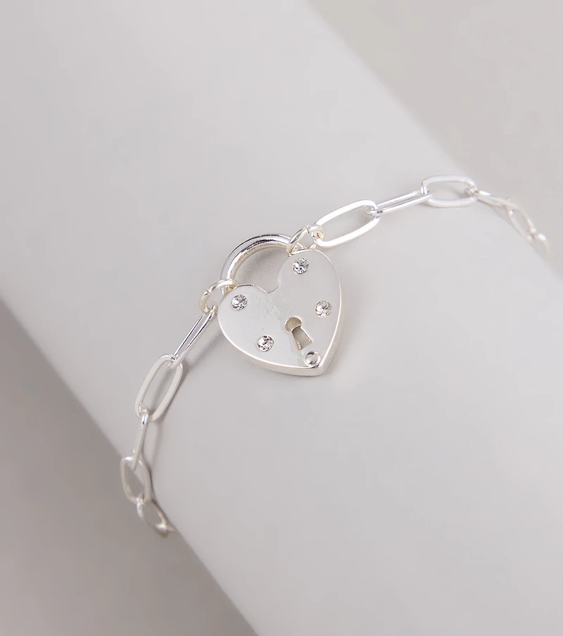 Locked In Love Heart Charm Bracelet
