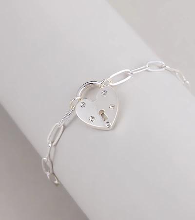 Locked In Love Heart Charm Bracelet