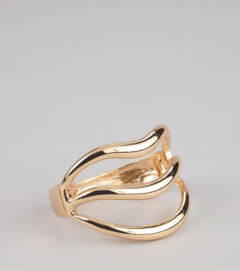 Golden Wave Statement Cuff Bracelet