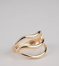 Golden Wave Statement Cuff Bracelet