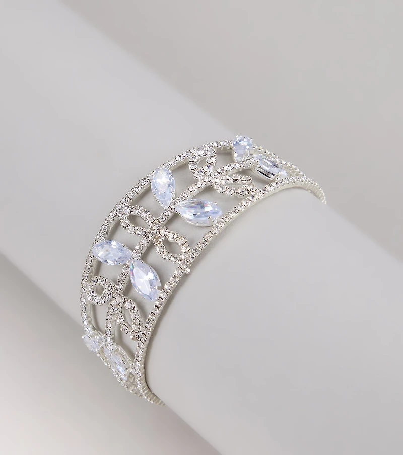 Crown Jewel Rhinestone Cuff Bracelet