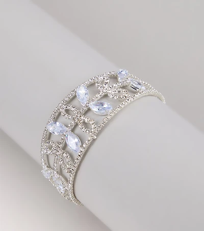 Crown Jewel Rhinestone Cuff Bracelet