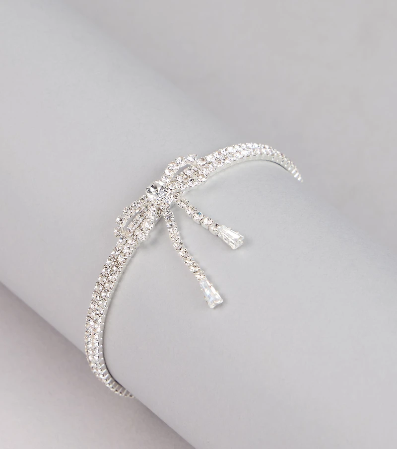 Classy Demure Rhinestone Bow Bracelet
