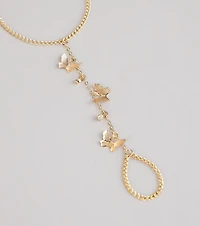Flirty Shine Butterfly Hand Chain Bracelet