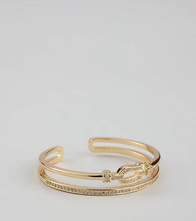 Lucky Spark Rhinestone Horseshoe Cuff Bracelet