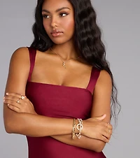 Pearls And Chains Layered Bracelet Set