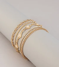 Golden Mix Five Piece Bracelet Stack