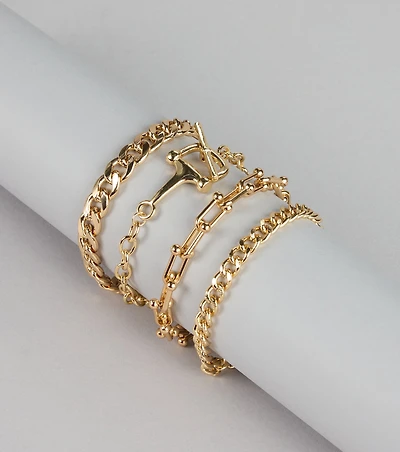 Bold Moves Chunky Chain Bracelet Set