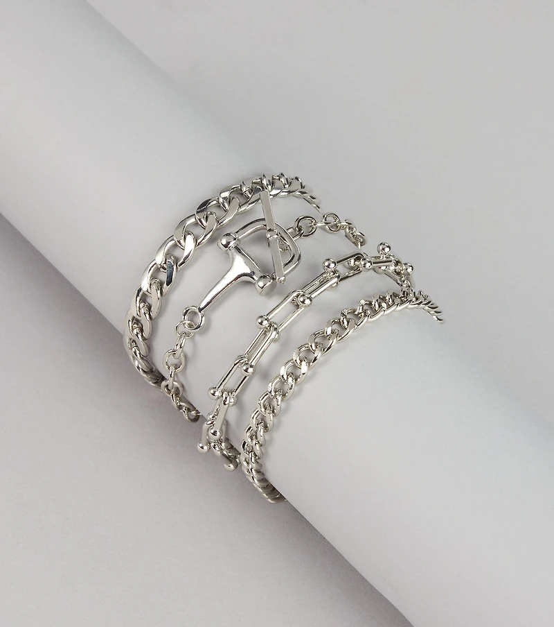 Bold Moves Chunky Chain Bracelet Set