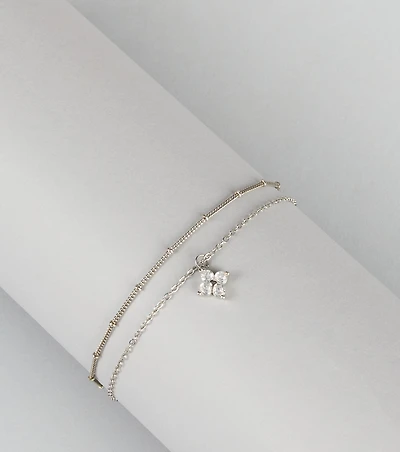 Lucky Layers Rhinestone Clover Anklet