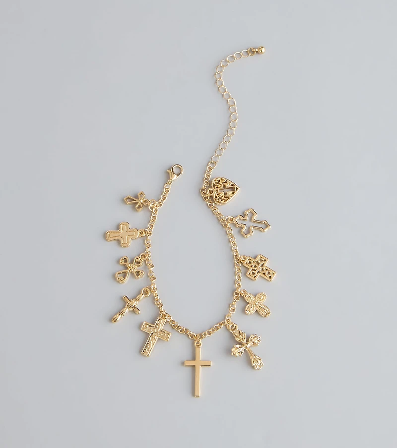 Charm Drop Cross Charm Anklet