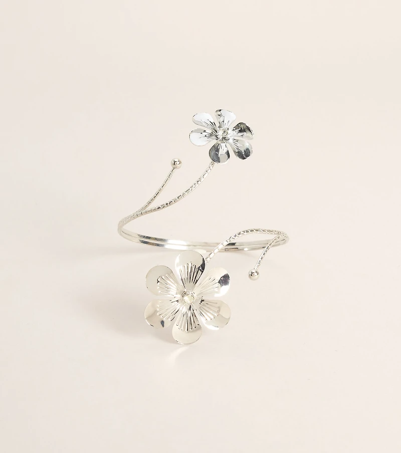 Polished Bloom Wrap Flower Arm Cuff