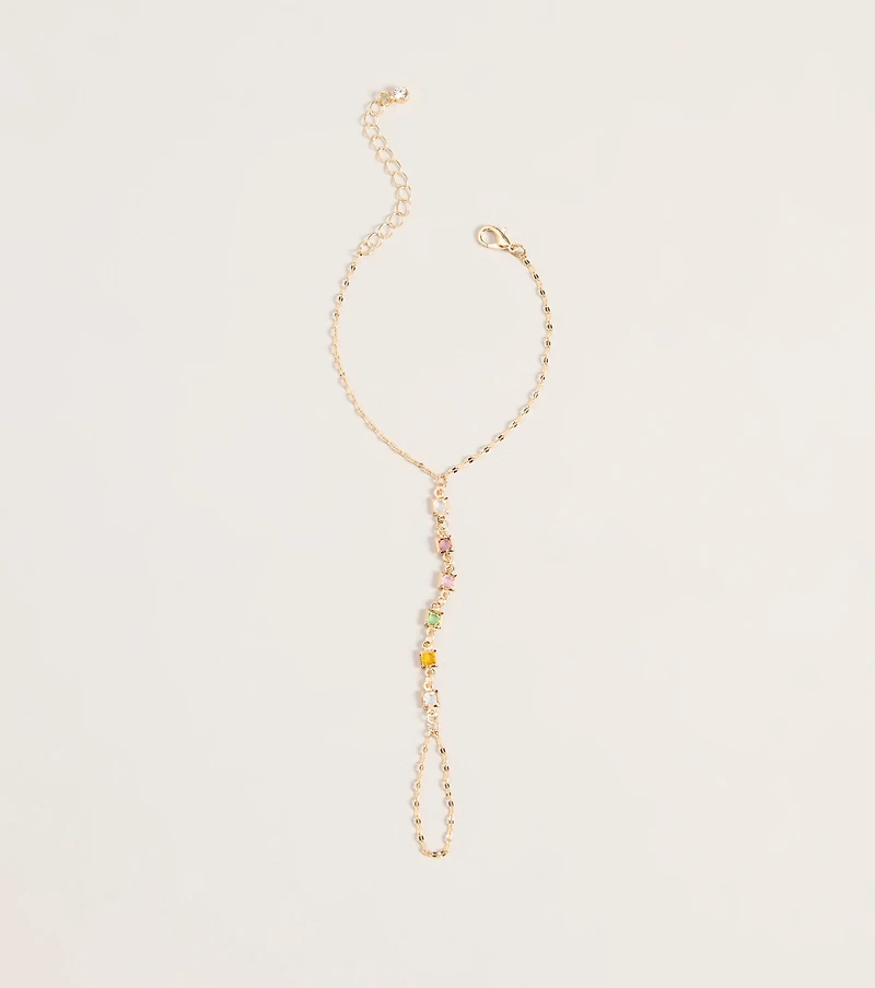 Delicately Linked Gemstone Hand Chain