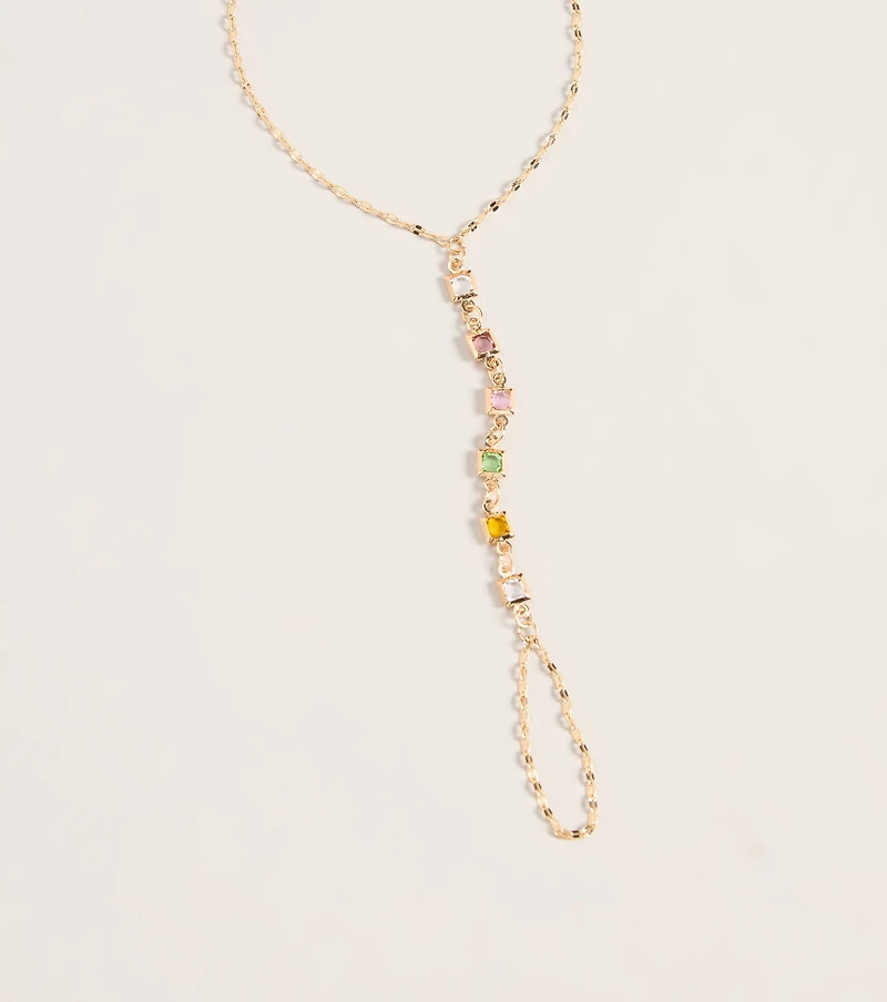 Delicately Linked Gemstone Hand Chain