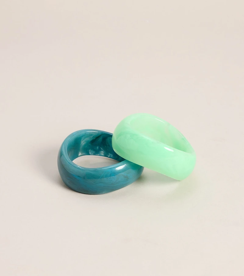 Trendy Style Resin Bangle Bracelet Set