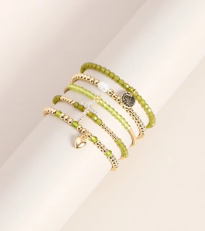 Stacked Charms Five-Piece Bracelet Set