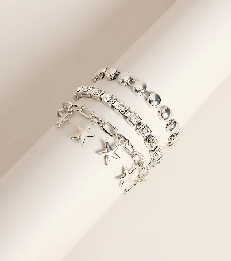 Wish Upon This Rhinestone Star Bracelet Set