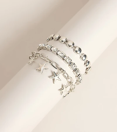 Wish Upon This Rhinestone Star Bracelet Set