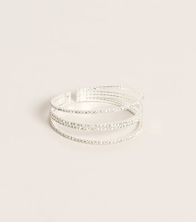 Wrist Worthy Sparkle Multi-Row Rhinestone Cuff Bracelet