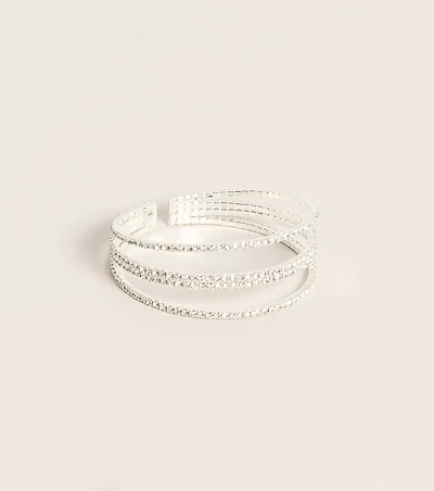 Wrist Worthy Sparkle Multi-Row Rhinestone Cuff Bracelet