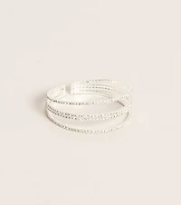 Wrist Worthy Sparkle Multi-Row Rhinestone Cuff Bracelet