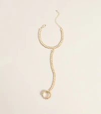 All Linked Up Rhinestone Hand Chain Bracelet Ring