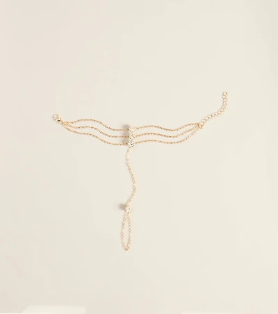 Triple The Trouble Rhinestone Hand Chain Bracelet Ring