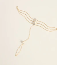 Triple The Trouble Rhinestone Hand Chain Bracelet Ring