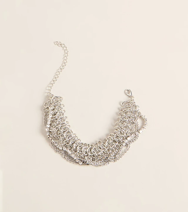 Major Detail Rhinestone Chain Statement Bracelet