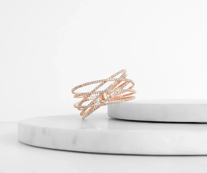 Rhinestone Lattice Cuff Bracelet