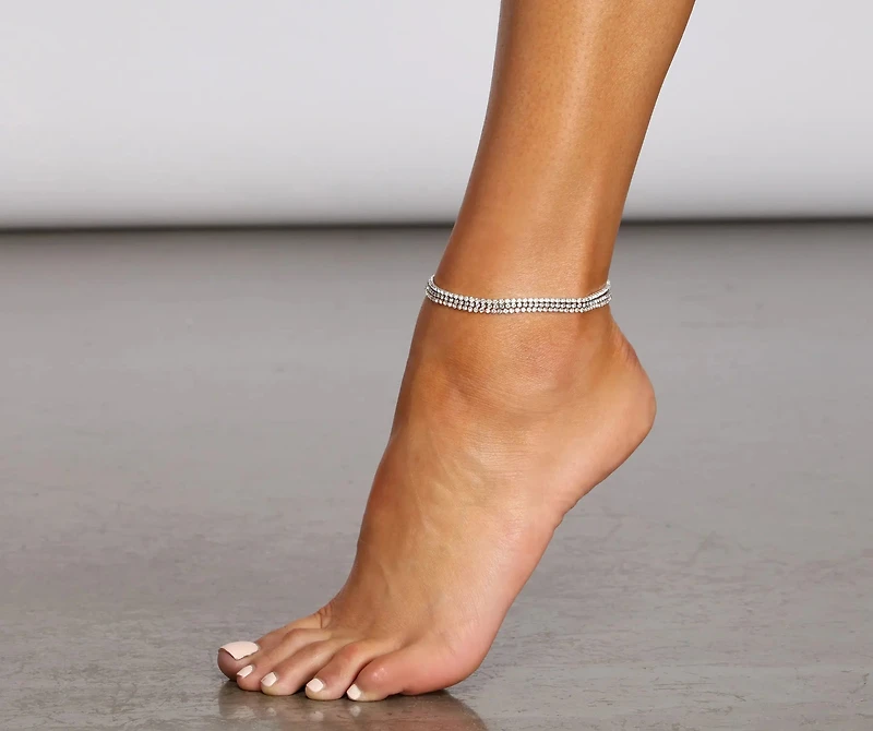 Head To Toe Rhinestone Anklet 3 Pack