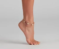 Rhinestone Butterfly Charm Anklet