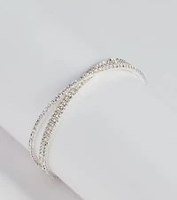 Luxe Detail Criss-Cross Rhinestone Cuff Bracelet