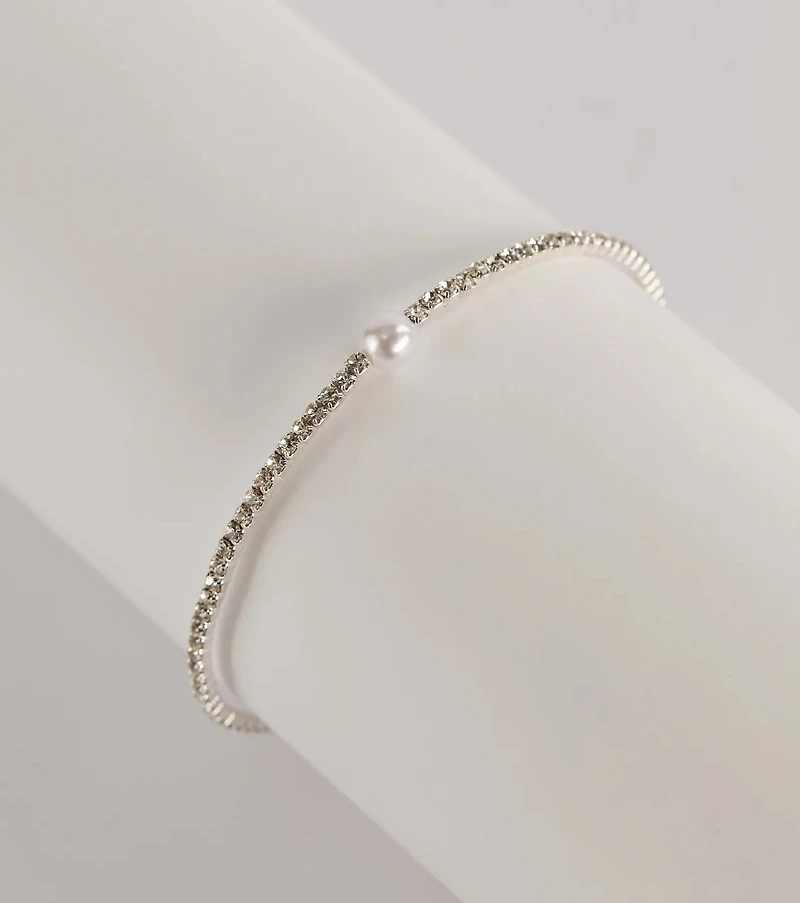 Elevated Posh Faux Pearl Rhinestone Bracelet