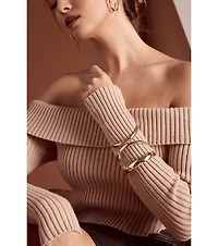 Three Pack Metal Bangle Bracelet Set
