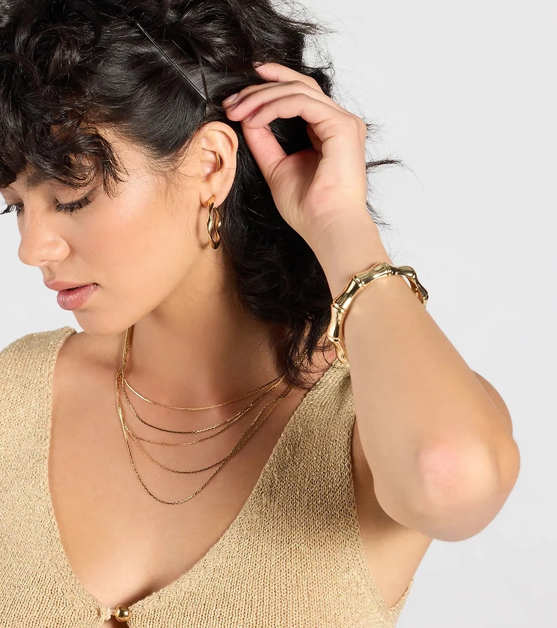Sculpted Glam Bamboo Metal Bangle