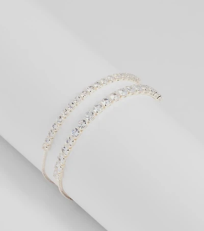 Sleek Sophistication Rhinestone Tennis Bracelet Two-Pack