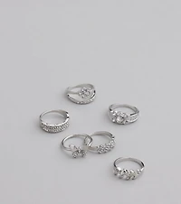 Take A Bow Rhinestone Eight Pack Ring Set
