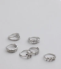 Take A Bow Rhinestone Eight Pack Ring Set