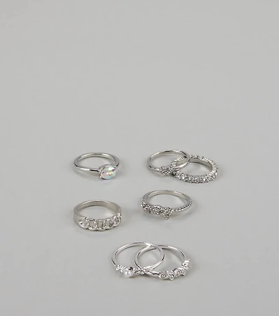 Shine On Repeat Rhinestone Ring Pack
